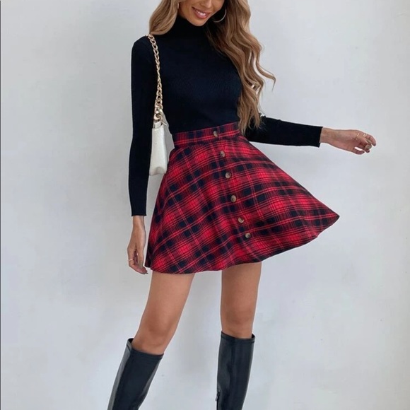 Plaid Button Down Mini Skirt - Picture 4 of 12